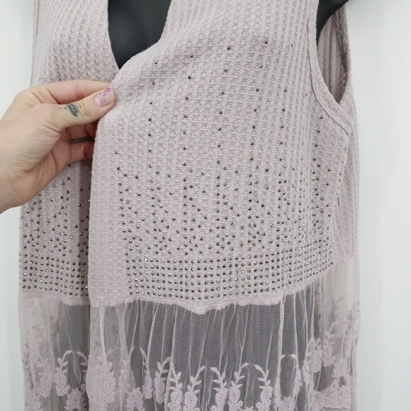 Vocal Sheer Lace Vest Womens XL Purple Romantic Ethereal Cottagecore Fairycore - Picture 8 of 16